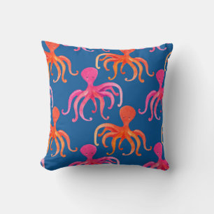 Coussin Motif transparent coloré de poulpe