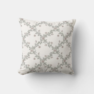 Coussin Motif Treillis Taupe Rose Sage Blanc Cassé