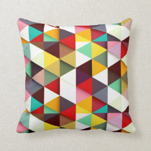 Coussin Motif Triangle Moderne Coloré