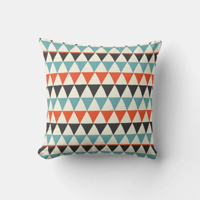Coussin Motif triangle moderne rétro du milieu du siècle (Recto)