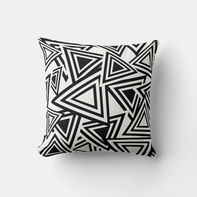 Coussin Motif triangle noir blanc Abstrait (Recto)