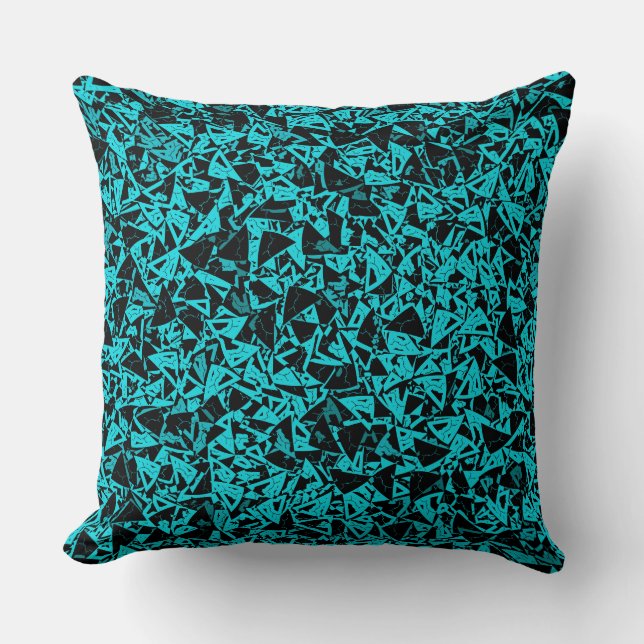 Coussin Motif Triangle Noir Sarcelle (Recto)