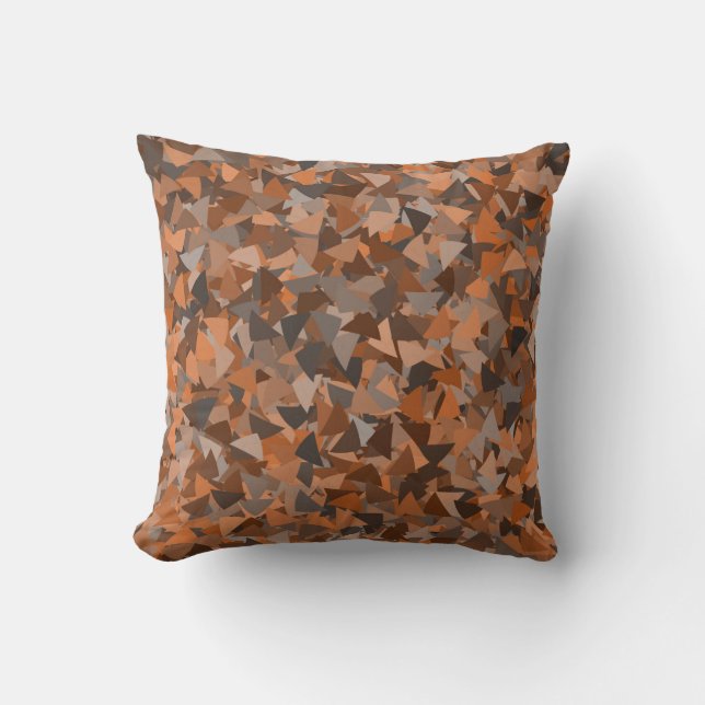 Coussin Motif Triangle Orange Marron (Recto)