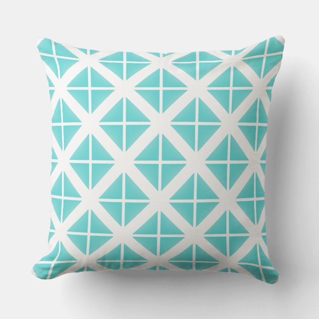 Coussin Motif Triangle tendance Turquoise (Recto)