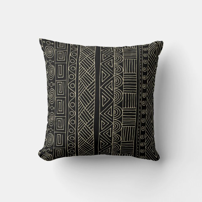 Coussin Motif tribal africain en tissu de boue moderne (Recto)