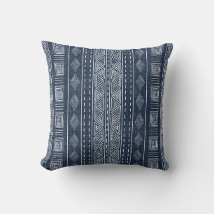 Coussin Motif tribal bleu et blanc de la Marine