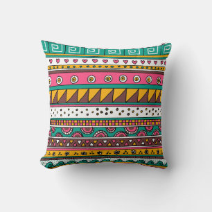 Coussin Motif tribal coloré