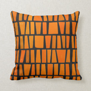 Coussin Motif tribal d'Afrique orange et noire