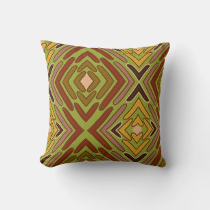 Coussin Motif tribal ethnique rouge vert or