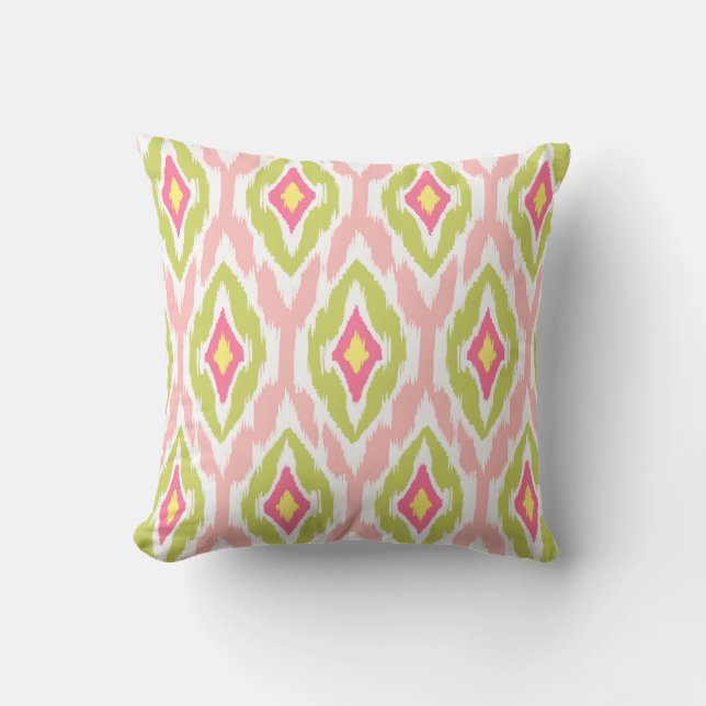 Coussin Motif tribal fuchsia 1a d'Ikat de rose moderne de (Recto)