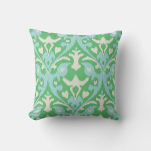 Coussin Motif tribal ikat vert bleu moderne audacieux