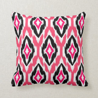 Coussin Motif tribal noir fuchsia rose moderne 1a d'Ikat