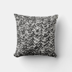 Coussin Motif tricot noir et blanc -