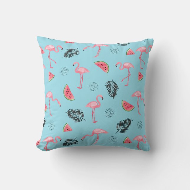 Coussin Motif tropical à la mode de Flamant rose et de (Recto)