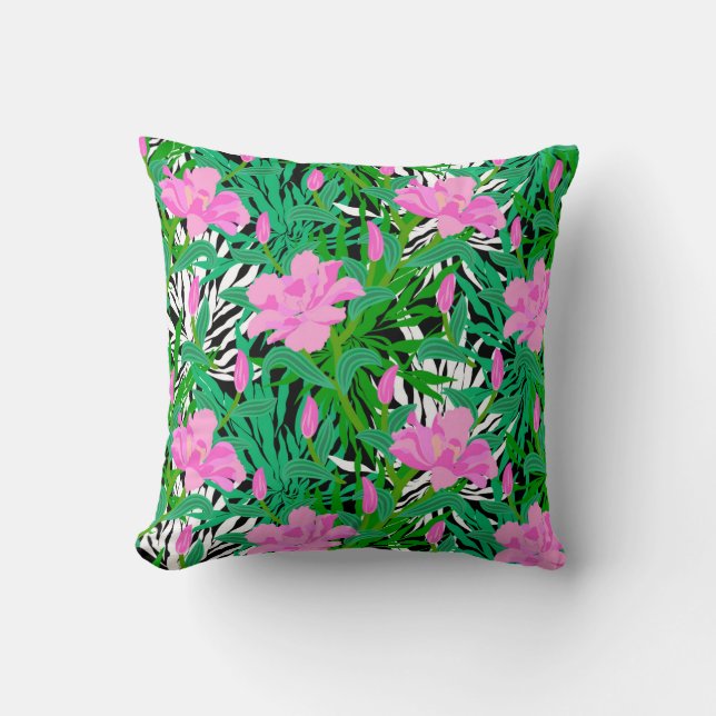 Coussin Motif tropical avec des fleurs de jungle (Recto)