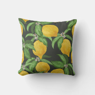 Coussin Motif Tropical Citron Vintage