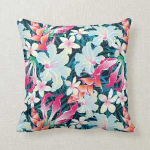Coussin Motif tropical coloré