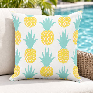Coussin Motif Tropical de l'Ananas Jaune Menthe