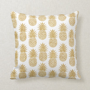 Coussin Motif tropical élégant d'ananas d'or blanc