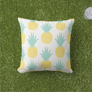 Coussin Motif Tropical Jaune et Pinceau