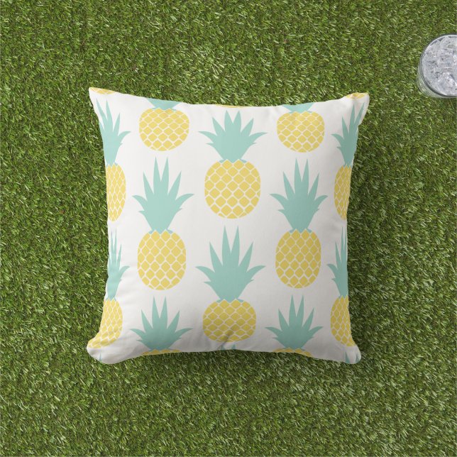 Coussin Motif Tropical Jaune et Pinceau (Herbe)
