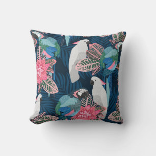 Coussin Motif tropical sans couture avec perroquets. Vinta