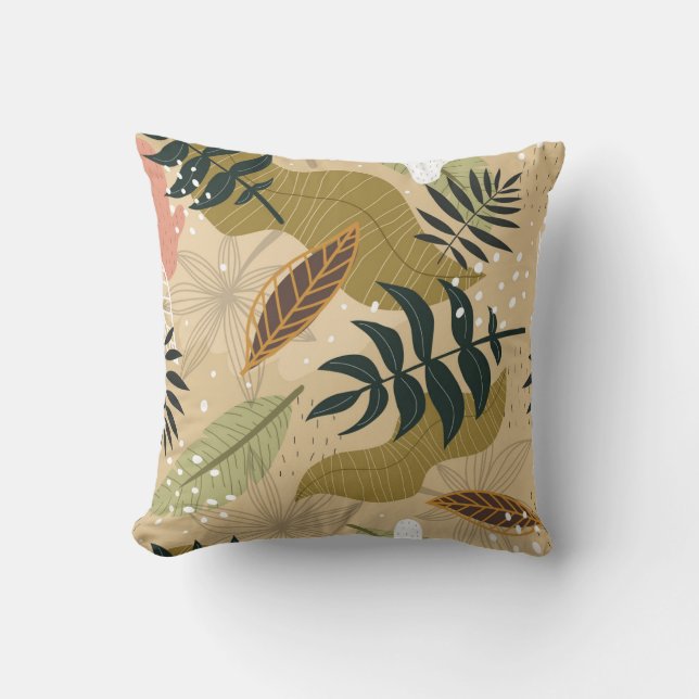 Coussin Motif tropical sans couture avec plantes, feuilles (Recto)