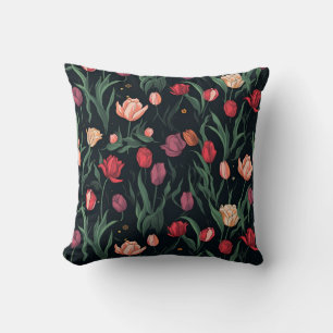 COUSSIN MOTIF TULIP ROSE STYLISÉ
