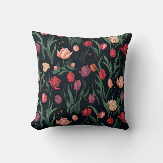 COUSSIN MOTIF TULIP ROSE STYLISÉ (Recto)