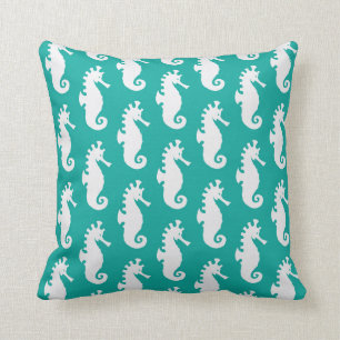 Coussin Motif turquoise 1 d'hippocampe
