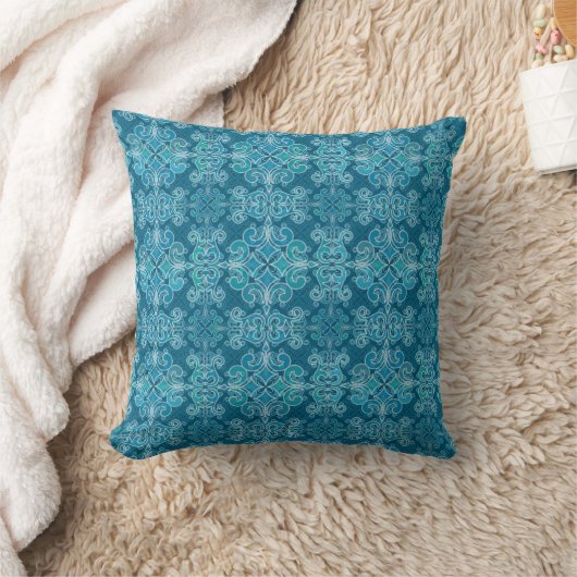 Coussin Motif turquoise d'Aqua bleu marocain (Couverture)