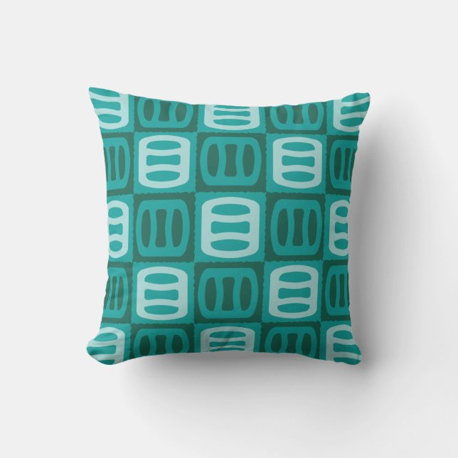 Coussin Motif Turquoise du milieu du siècle moderne Cylind (Recto)