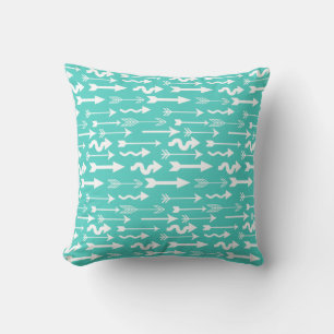 Coussin Motif Turquoise et blanc tendance