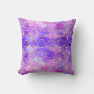 Coussin Motif Ultra Violet & Gold Mermaid