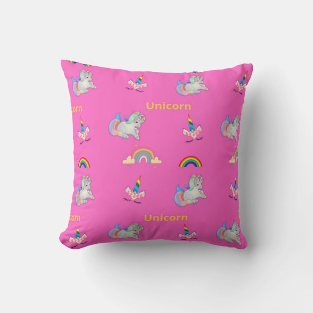 Coussin Motif Unicorne rose (Recto)