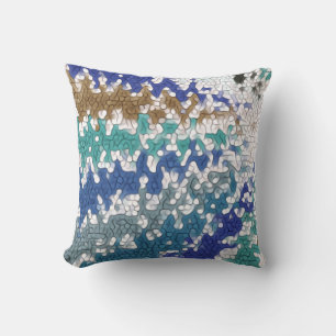 Coussin Motif unique bleu vert jaune