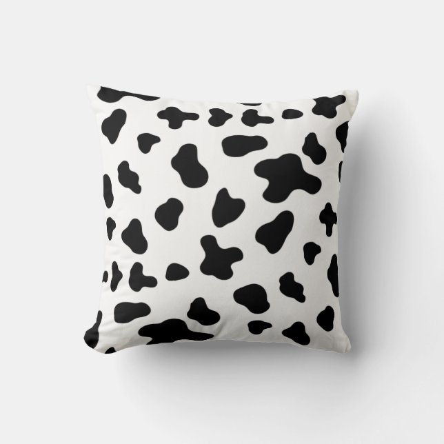Coussin Motif vache noir et blanc de campagne  (Recto)
