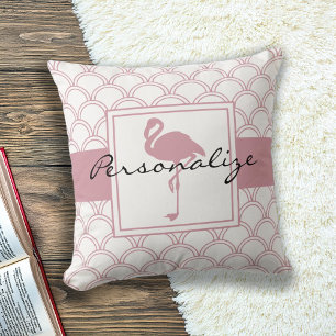 Coussin Motif vague Art déco flamant rose