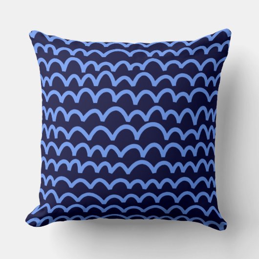 Coussin Motif vague - Bleu bébé sur Deep Navy 000033 (Recto)