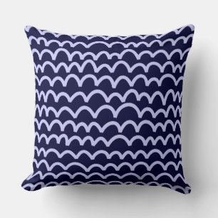 Coussin Motif vague - Bleu poudreux sur Deep Navy 000033