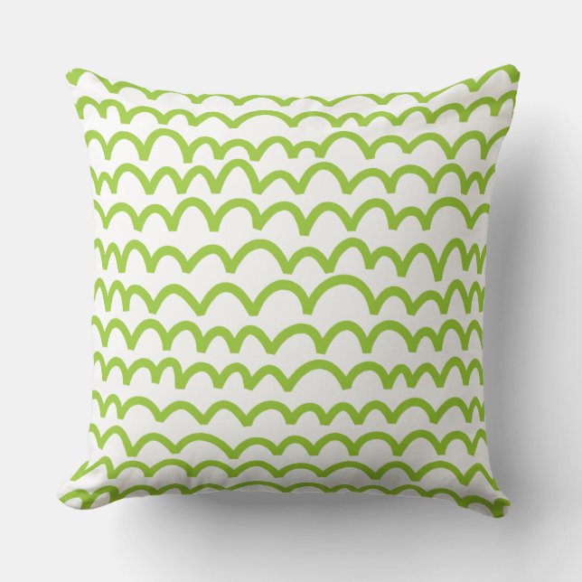 Coussin Motif vague - Martian Green sur blanc (Recto)