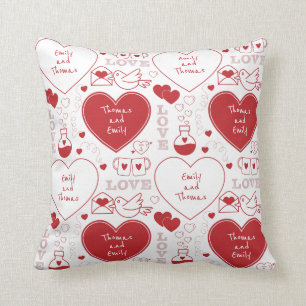 Coussin Motif Valentine - Rouge sur Blanc