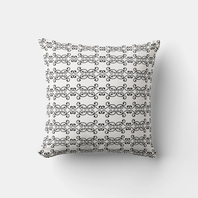 Coussin Motif vecteur à balayage noir en blanc (Recto)