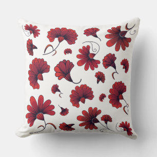Coussin Motif vectoriel de l'œillet rouge fleur