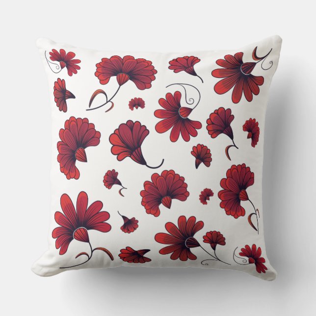 Coussin Motif vectoriel de l'œillet rouge fleur (Recto)