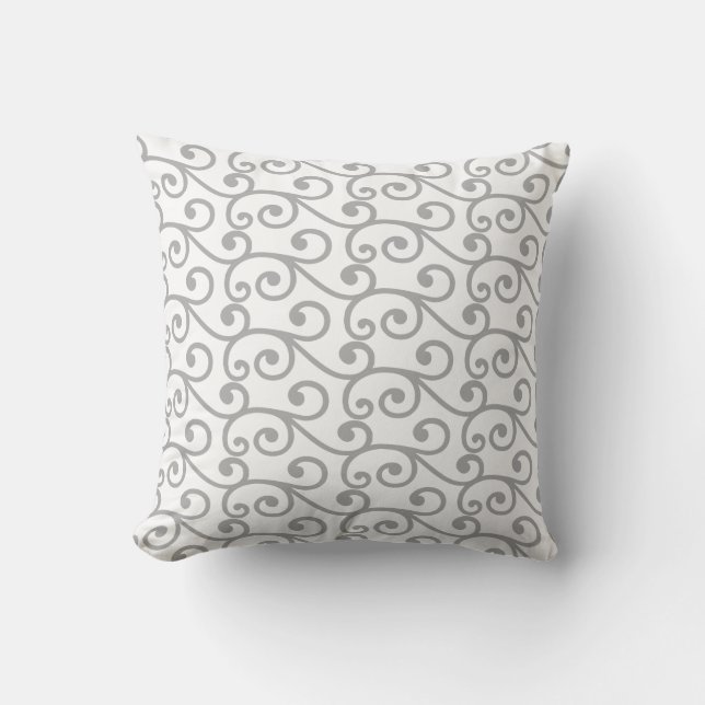 Coussin Motif vectoriel gris clair sur blanc (Recto)