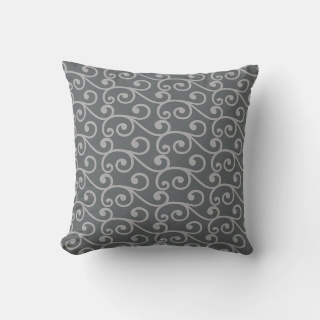 Coussin Motif vectoriel gris clair sur gris (Recto)