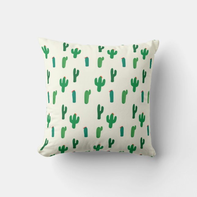 Coussin Motif vert clair de cactus (Recto)