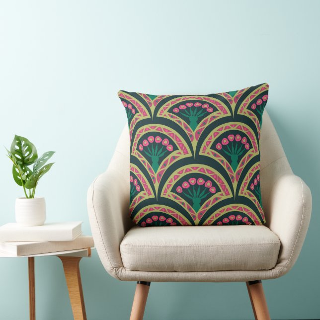 Coussin motif vert en forme de coquille (Chaise)