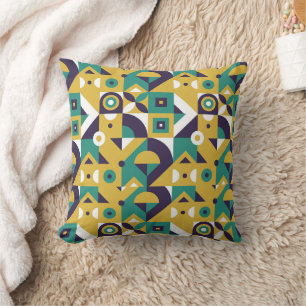 Coussin motif vert et bleu